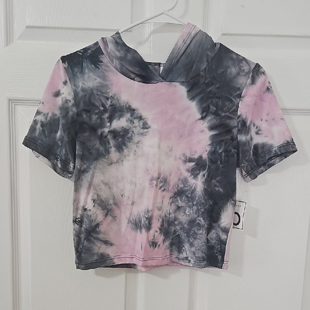 Tie-Dye Short Sleeve Activewear Hoodie